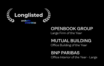 Archello Awards 2026: Openbook on the longlist as firm and through two projects